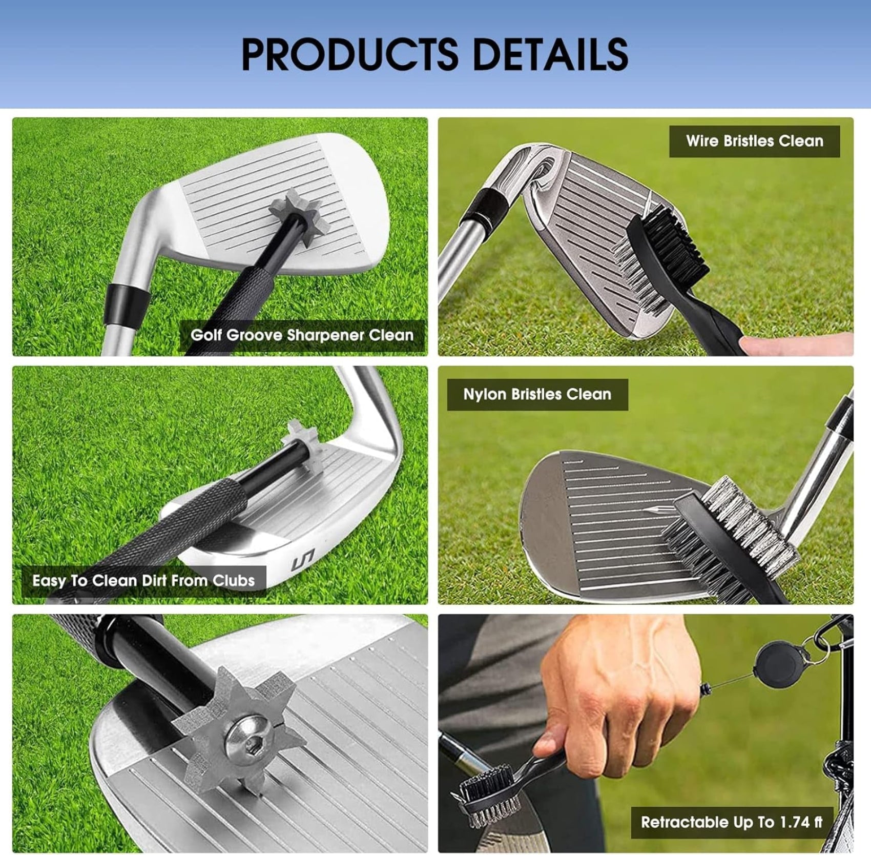 Golf Club Cleaner and Tool Accessories,Comes with a Golf Towel, Golf Club Brush,Golf Club Groove Sharpener,Golf Ball Marker,Mini Golf Score Shot Stroke Counter